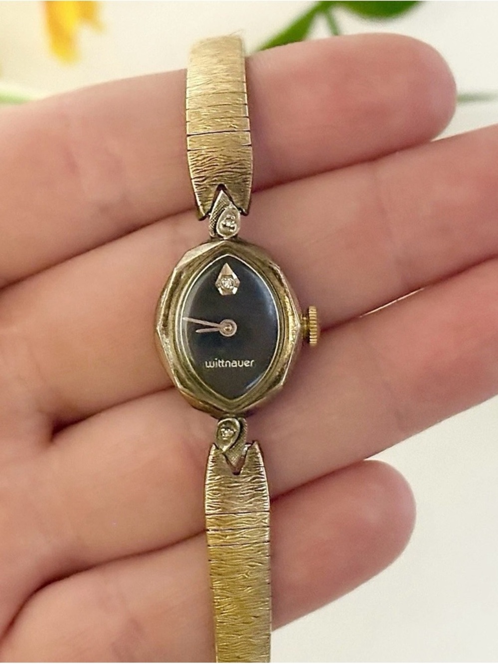 Vintage Wittnauer 10K Gold-Plated Diamond Mechanical Swiss Cocktail Watch WORKS!